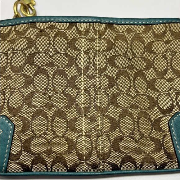 🌺 COACH SLIM BLUE POCKET LEATHER AND CANVAS SIGNATURE C WRISTLET BAG VINTAGE - Picture 10 of 10